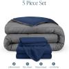 imageBare Home Reversible BedinABag Comforter ampamp Sheet Set  Full Extra Long  Down Alternative  Soft  Bedding Set Full XL TaupeSand SandDark BlueGrey  Dark Blue