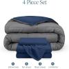 imageBare Home Reversible BedinABag Comforter ampamp Sheet Set  Full Extra Long  Down Alternative  Soft  Bedding Set Full XL TaupeSand SandDark BlueGrey  Dark Blue