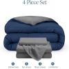 imageBare Home Reversible BedinABag Comforter ampamp Sheet Set  Full Extra Long  Down Alternative  Soft  Bedding Set Full XL TaupeSand SandDark BlueGrey  Grey