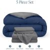 imageBare Home Reversible BedinABag Comforter ampamp Sheet Set  Full Extra Long  Down Alternative  Soft  Bedding Set Full XL TaupeSand SandDark BlueGrey  Grey