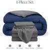 imageBare Home Reversible BedinABag Comforter ampamp Sheet Set  Full Extra Long  Down Alternative  Soft  Bedding Set Full XL TaupeSand SandDark BlueGrey  Grey