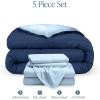 imageBare Home Reversible BedinABag Comforter ampamp Sheet Set  Full Extra Long  Down Alternative  Soft  Bedding Set Full XL TaupeSand SandDark BlueLight Blue  Light Blue