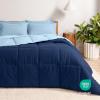imageBare Home Reversible BedinABag Comforter ampamp Sheet Set  Full Extra Long  Down Alternative  Soft  Bedding Set Full XL TaupeSand SandDark BlueLight Blue  Light Blue