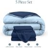 imageBare Home Reversible BedinABag Comforter ampamp Sheet Set  Full Extra Long  Down Alternative  Soft  Bedding Set Full XL TaupeSand SandDark BlueLight Blue  Dark Blue