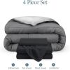 imageBare Home Reversible BedinABag Comforter ampamp Sheet Set  Full Extra Long  Down Alternative  Soft  Bedding Set Full XL TaupeSand SandGreyLight Grey  Black