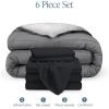 imageBare Home Reversible BedinABag Comforter ampamp Sheet Set  Full Extra Long  Down Alternative  Soft  Bedding Set Full XL TaupeSand SandGreyLight Grey  Black