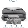 imageBare Home Reversible BedinABag Comforter ampamp Sheet Set  Full Extra Long  Down Alternative  Soft  Bedding Set Full XL TaupeSand SandLight GreyGrey  Light Grey