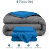 imageBare Home Reversible BedinABag Comforter ampamp Sheet Set  Full Extra Long  Down Alternative  Soft  Bedding Set Full XL TaupeSand SandMedium BlueGrey  Medium Blue