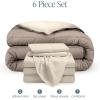 imageBare Home Reversible BedinABag Comforter ampamp Sheet Set  Full Extra Long  Down Alternative  Soft  Bedding Set Full XL TaupeSand SandTaupeSand  Sand