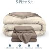 imageBare Home Reversible BedinABag Comforter ampamp Sheet Set  Full Extra Long  Down Alternative  Soft  Bedding Set Full XL TaupeSand SandTaupeSand  Taupe