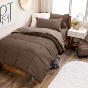 imageBare Home Reversible BedinABag Comforter ampamp Sheet Set  Full Extra Long  Down Alternative  Soft  Bedding Set Full XL TaupeSand SandCocoaTaupe  Cocoa