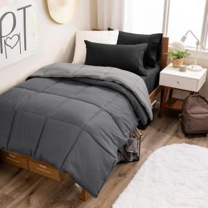 imageBare Home Reversible BedinABag Comforter ampamp Sheet Set  Full Extra Long  Down Alternative  Soft  Bedding Set Full XL TaupeSand SandGreyLight Grey  Black