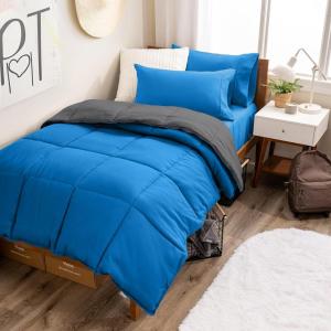imageBare Home Reversible BedinABag Comforter ampamp Sheet Set  Full Extra Long  Down Alternative  Soft  Bedding Set Full XL TaupeSand SandMedium BlueGrey  Medium Blue