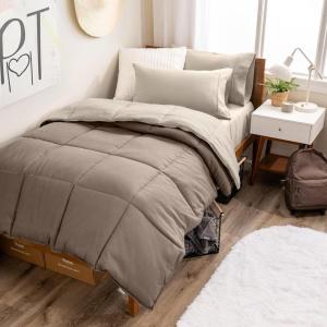 imageBare Home Reversible BedinABag Comforter ampamp Sheet Set  Full Extra Long  Down Alternative  Soft  Bedding Set Full XL TaupeSand SandTaupeSand  Sand