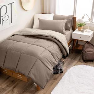 imageBare Home Reversible BedinABag Comforter ampamp Sheet Set  Full Extra Long  Down Alternative  Soft  Bedding Set Full XL TaupeSand SandTaupeSand  Taupe