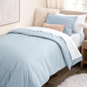 imageBare Home Apartment Ready Organic Cotton Percale Duvet Bundle  Twin XL  7 Pieces Including Duvet Cover Set with Insert Sheet Set ampamp Mattress Pad  Lightweight ampamp Breathable  Twin XL Grey08  Winter Blue