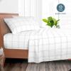 imageBare Home Queen Sheet Set  Luxury 1800 UltraSoft Microfiber Double Brushed  Deep Pockets  Easy Fit  4 Piece Set Queen Modern Plaid  WhiteGrey