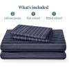 imageBare Home Queen Sheet Set  Luxury 1800 UltraSoft Microfiber Double Brushed  Deep Pockets  Easy Fit  4 Piece Set Queen Pinstripe  MidnightWhite