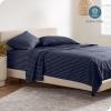 imageBare Home Queen Sheet Set  Luxury 1800 UltraSoft Microfiber Double Brushed  Deep Pockets  Easy Fit  4 Piece Set Queen Pinstripe  MidnightWhite