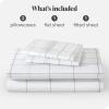 imageBare Home Queen Sheet Set  Luxury 1800 UltraSoft Microfiber Queen Bed Sheets  Double Brushed  Deep Pockets  Easy Fit  4 Piece Set  Bedding Sheets ampamp Pillowcases Queen Grid  WhiteGrey