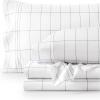imageBare Home Queen Sheet Set  Luxury 1800 UltraSoft Microfiber Queen Bed Sheets  Double Brushed  Deep Pockets  Easy Fit  4 Piece Set  Bedding Sheets ampamp Pillowcases Queen Grid  WhiteGrey