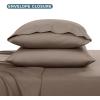 imageBare Home Queen Sheet Set  Hotel Luxury  Deep Pockets  Double Brushed Microfiber for Softness  Easy Fit  4 Piece Set  Bed Sheets with Envelope Pillowcases Queen SandTaupe