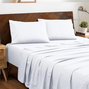imageBare Home Queen Sheet Set  Hotel Luxury  Deep Pockets  Double Brushed Microfiber for Softness  Easy Fit  4 Piece Set  Bed Sheets with Envelope Pillowcases Queen SandWhite