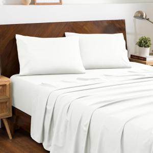 imageBare Home Queen Sheet Set  Hotel Luxury  Deep Pockets  Double Brushed Microfiber for Softness  Easy Fit  4 Piece Set  Bed Sheets with Envelope Pillowcases Queen SandCream