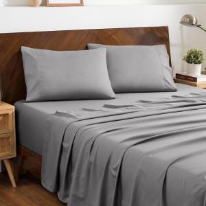 imageBare Home Queen Sheet Set  Hotel Luxury  Deep Pockets  Double Brushed Microfiber for Softness  Easy Fit  4 Piece Set  Bed Sheets with Envelope Pillowcases Queen SandLight Grey