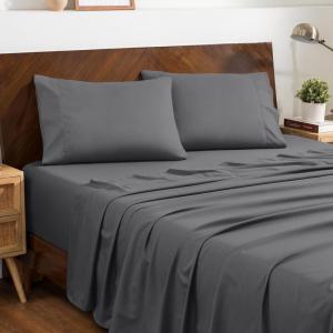 imageBare Home Queen Sheet Set  Hotel Luxury  Deep Pockets  Double Brushed Microfiber for Softness  Easy Fit  4 Piece Set  Bed Sheets with Envelope Pillowcases Queen SandGrey