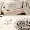 imageBare Home 100 Organic Cotton Sateen Fitted Sheet  Smooth Sateen Weave  Breathable ampamp Cooling  Hotel Luxury  Durable Fitted Sheet  Deep Pocket Queen Taupe06  French Beige