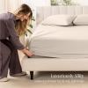imageBare Home 100 Organic Cotton Sateen Fitted Sheet  Smooth Sateen Weave  Breathable ampamp Cooling  Hotel Luxury  Durable Fitted Sheet  Deep Pocket Queen Taupe07  Sand
