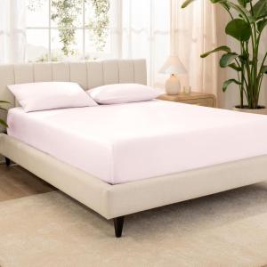 imageBare Home 100 Organic Cotton Sateen Fitted Sheet  Smooth Sateen Weave  Breathable ampamp Cooling  Hotel Luxury  Durable Fitted Sheet  Deep Pocket Queen Taupe13  Dusty Pink