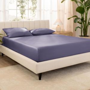 imageBare Home 100 Organic Cotton Sateen Fitted Sheet  Smooth Sateen Weave  Breathable ampamp Cooling  Hotel Luxury  Durable Fitted Sheet  Deep Pocket Queen Taupe11  Dusty Purple