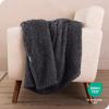 imageBare Home Faux Shearling Blanket  FullQueen Size  Blanket for Bed Sofa Couch Camping Travel and Gifts  Warm ampamp Lightweight  Fluffy ampamp Soft FullQueen Cable Grey02  Solid Forged Iron Grey
