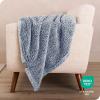imageBare Home Faux Shearling Blanket  FullQueen Size  Blanket for Bed Sofa Couch Camping Travel and Gifts  Warm ampamp Lightweight  Fluffy ampamp Soft FullQueen Cable Grey09  Tipped Dark Blue