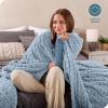 imageBare Home Faux Shearling Blanket  FullQueen Size  Blanket for Bed Sofa Couch Camping Travel and Gifts  Warm ampamp Lightweight  Fluffy ampamp Soft FullQueen Cable Grey12  Cable Dusty Blue