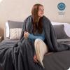 imageBare Home Faux Shearling Blanket  FullQueen Size  Blanket for Bed Sofa Couch Camping Travel and Gifts  Warm ampamp Lightweight  Fluffy ampamp Soft FullQueen Cable Grey02  Solid Forged Iron Grey