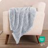 imageBare Home Faux Shearling Blanket  FullQueen Size  Blanket for Bed Sofa Couch Camping Travel and Gifts  Warm ampamp Lightweight  Fluffy ampamp Soft FullQueen Cable Grey08  Tipped Dusty Blue