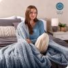 imageBare Home Faux Shearling Blanket  FullQueen Size  Blanket for Bed Sofa Couch Camping Travel and Gifts  Warm ampamp Lightweight  Fluffy ampamp Soft FullQueen Cable Grey09  Tipped Dark Blue