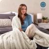 imageBare Home Faux Shearling Blanket  FullQueen Size  Blanket for Bed Sofa Couch Camping Travel and Gifts  Warm ampamp Lightweight  Fluffy ampamp Soft FullQueen Cable Grey10  Tipped Oyster