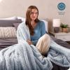 imageBare Home Faux Shearling Blanket  FullQueen Size  Blanket for Bed Sofa Couch Camping Travel and Gifts  Warm ampamp Lightweight  Fluffy ampamp Soft FullQueen Cable Grey08  Tipped Dusty Blue