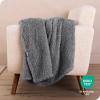 imageBare Home Faux Shearling Blanket  FullQueen Size  Blanket for Bed Sofa Couch Camping Travel and Gifts  Warm ampamp Lightweight  Fluffy ampamp Soft FullQueen Cable Grey03  Solid Grey