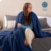 imageBare Home Faux Shearling Blanket  FullQueen Size  Blanket for Bed Sofa Couch Camping Travel and Gifts  Warm ampamp Lightweight  Fluffy ampamp Soft FullQueen Cable Grey05  Solid Dark Blue