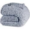imageBare Home Faux Shearling Blanket  FullQueen Size  Blanket for Bed Sofa Couch Camping Travel and Gifts  Warm ampamp Lightweight  Fluffy ampamp Soft FullQueen Cable Grey09  Tipped Dark Blue