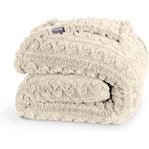 imageBare Home Faux Shearling Blanket  FullQueen Size  Blanket for Bed Sofa Couch Camping Travel and Gifts  Warm ampamp Lightweight  Fluffy ampamp Soft FullQueen Cable Grey14  Cable Oyster