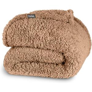 imageBare Home Faux Shearling Blanket  FullQueen Size  Blanket for Bed Sofa Couch Camping Travel and Gifts  Warm ampamp Lightweight  Fluffy ampamp Soft FullQueen Cable Grey06  Solid Teddy Bear Brown
