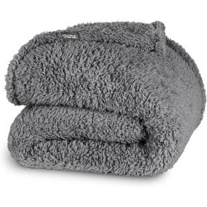 imageBare Home Faux Shearling Blanket  FullQueen Size  Blanket for Bed Sofa Couch Camping Travel and Gifts  Warm ampamp Lightweight  Fluffy ampamp Soft FullQueen Cable Grey03  Solid Grey
