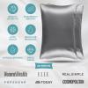imageBare Home 100 Mulberry Silk Pillowcase for Hair and Skin  Ultra Premium 6A Grade 19 Momme Silk Pillow Case  Envelope Enclosure  Breathable Cooling Pillow Cover Queen Champagne04  Grey