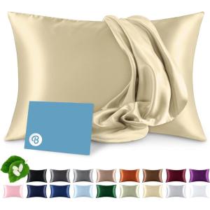 imageBare Home 100 Mulberry Silk Pillowcase for Hair and Skin  Ultra Premium 6A Grade 19 Momme Silk Pillow Case  Envelope Enclosure  Breathable Cooling Pillow Cover Queen Champagne09  Champagne
